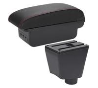 Caja almacenamiento consola central Accesorio Para Reposabrazos De Coche Para Renault Para Captur Para Clio 3 4(B1 Negro rojo 3USB)