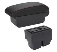 Caja almacenamiento consola central Reposabrazos Para Fiesta 2009 2010 2011 2012 2013 2013 2014 2015 2016 2017 2018(C1 Negro rojo Sin USB)