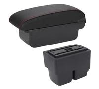 Caja almacenamiento consola central Reposabrazos Para Fiesta MK7 2009 2010 2011 2012 2013 2014 2015 2016 2017(C1 Negro rojo Sin USB)