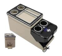 Caja Almacenamiento Reposabrazos Para VW Para ID. BUZZ 2022 2023 2024 + Juego Rieles Delanteros Fila Reposabrazos Negocios Tienda Central Móvil Para Automóvil(D Beige Wireless)