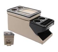 Caja Almacenamiento Reposabrazos Para VW Para ID. BUZZ 2022 2023 2024 + Juego Rieles Delanteros Fila Reposabrazos Negocios Tienda Central Móvil Para Automóvil(B Beige)