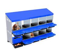 Caja anidable, caja metálica de 2 niveles para poner huevos con techo inclinado resistente al agua y bandeja extraíble, diseño espacioso para gallinas y patos, 10 compartimentos