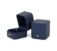 Caja Anillo Caja de joyería Vintage con doble ranura for propuesta de boda, organizador de regalo de anillo de compromiso, caja de almacenamiento, estuche de embalaje de cuero PU(Red-double rings)