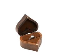 Caja anillo Joyero De Madera En Forma Corazón, Ideal For Bodas, Organizador Joyas, Pendientes, Anillos Y Collares Caja anillo compromiso(Color 03,NAME ENGRAVING)