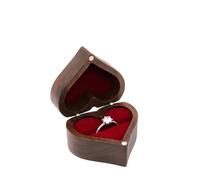 Caja anillo Joyero De Madera En Forma Corazón, Ideal For Bodas, Organizador Joyas, Pendientes, Anillos Y Collares Caja anillo compromiso(Color 02,NAME ENGRAVING)