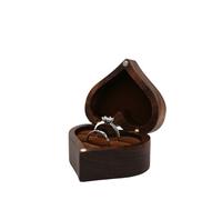 Caja anillo Joyero De Madera En Forma Corazón, Ideal For Bodas, Organizador Joyas, Pendientes, Anillos Y Collares Caja anillo compromiso(Color 06,NAME ENGRAVING)