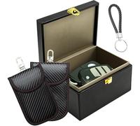 Caja anti - RFID llave coche conjunto con funda RFID, caja bloque señal protección RFID de seguridad llave control remoto coche acceso sin llave control remoto piratería, con 1 llavero