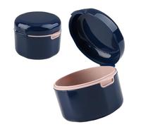 Caja Aparato Dental con Filtrar, Caja de Dentaduras Postizas, Caja Ferula Dental Cajas de Limpieza de Dentaduras Postizas- Funda Aparato Dental Ortodoncia, Almacenamiento Remojo Limpieza (Azul Oscuro)