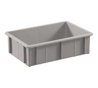 mauser Caja apilable de polietileno con nervaduras de refuerzo exteriores, capacidad 16 l, gris