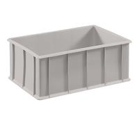 mauser Caja apilable de polietileno con nervaduras de refuerzo exteriores, capacidad 42 l, gris