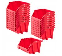 Caja apilable de taller KADAX, cajas de almacenamiento (rojo, juego de 20 - 2...