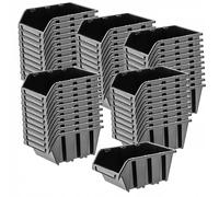 Caja apilable de taller KADAX, de plástico PP, 230 x 160 mm, negro, 50 unidades