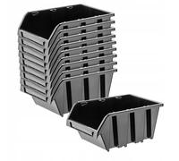 Caja apilable de taller KADAX, de plástico PP, negro, 10 piezas, 490 x 298 mm