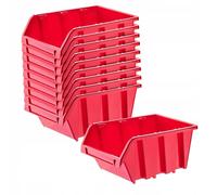 Caja apilable de taller KADAX, de plástico PP, roja, 10 unidades, 155 x 100 mm