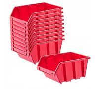Caja apilable de taller KADAX, de plástico PP, roja, 10 unidades, 195 x 120 mm