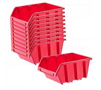 KADAX Gavetas Apilables y Modulares de Plastico para Herramientas, Cajas Organizadoras de Almacenaje, Cajas de Almacenamiento (Rojo: 10, 195 x 120 mm)