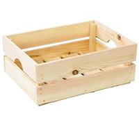 Caja apilable para verduras, caja de madera, para vino, fruta, sostenible, certificada FSC (40 x 30 x 15 cm, natural)