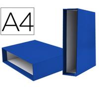 Caja archivador liderpapel de palanca carton din-a4 documenta lomo 75mm color azul - CZ24