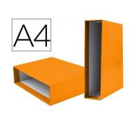 Caja archivador liderpapel de palanca carton din-a4 documenta lomo 75mm color naranja - CZ28
