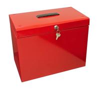 Caja archivadora de metal, tamaño A4, color rojo