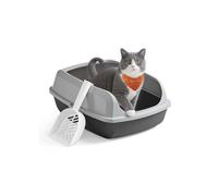 Feandrea Caja Arenero con Bordes Altos, Tamaño XL, Abierta, con Pala, para Gatitos y Gatos Grandes, Gris Pizarra PPT009GN01