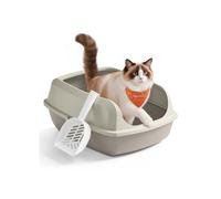 Caja arenero abierta con bordes altos y pala