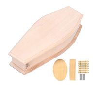 Caja ataúd de Halloween, Accesorio de ataúd de Madera DIY para Accesorios de casa de muñecas, Kit de Manualidades de Abedul sin terminar con Asas y Pegatinas para decoración de