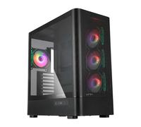 Abysm Gaming Caja ATX Danube SAVA H500 II Air Black con Cristal Lateral Templado, Panel de Rejilla, Siete Slots de Expansión y 4 Ventiladores de 120 mm ARGB Preinstalados