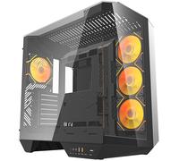 Caja ATX DY470 + 4 ventiladores + soporte para GPU (negra) - DARKFLASH
