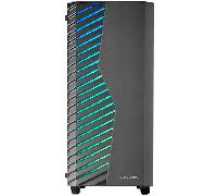 Mars Gaming MC-VOLT, Caja Gaming ATX, Ventilador ARGB 120mm, Rejilla Frontal ARGB, Ventana Lateral Completa Cristal Templado, Gestión de Cableado, Semitorre PC con Soporte Refrigeración Líquida, Negro