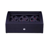 Caja automática de viento de reloj Negro, Veninador de reloj Automático 6 Relojes Relojes de batería silenciosa Caja de almacenamiento de la caja de visualización Caja de almacenamiento Black Little