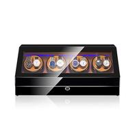 Caja Automática para Dar Cuerda a Relojes (6 Unidades) con Luz LED - Motor Silencioso, Modos de Rotación Ajustables, Tapa de Cristal y Función Almacenaje(Ultra-Inner Brown Plush 8+12)