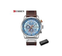 (Caja azul plateada) Relojes deportivos militares de marca de lujo Curren para hombre, reloj de cuarzo