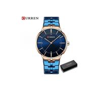 (Caja azul) Reloj de pulsera deportivo de cuarzo militar de moda Curren de marca de lujo superior para