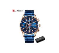 (Caja azul) Relojes Curren para hombre, relojes de pulsera deportivos de lujo con cronógrafo para hombre,