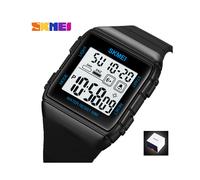 (CAJA Azul) SKMEI Reloj deportivo simple de moda para hombres Relojes militares Reloj despertador Resistente