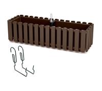 Prosperplast Boardee Fencycase Maceta de Balcón con Suspensión Sistema de Riego Maceta con Ganchos para Barandilla (580 mm, Marrón)