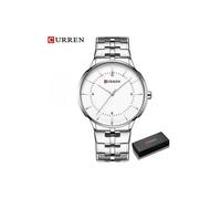 (Caja blanca plateada) Reloj de pulsera deportivo de cuarzo militar de moda Curren de marca de lujo
