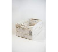 Caja Blanca Vintage de Almacenamiento con Asas Sam, Madera, Blanco Vintage,1 Unidad, 35x2x20cm. Incluye Imán Personalizable.