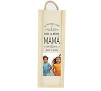 Caja botella de vino de madera natural personalizada para regalar a papá o mamá (Caja 9 * 9)