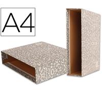 Caja Carpeta Archivador Din A4 Gris Jaspeado Rojo Clásico