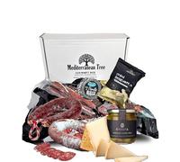 Caja Cesta Gourmet regalo+Lote Herraduras Salchichon y Chorizo Ibericos Grande 500g + Queso curado Añejo+ 2 piezas de Fuets + Pates perdiz y Pedro Ximenez + Aceitunas Selectas + Picos Artesanos