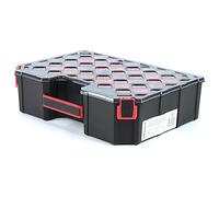 Caja clasificadora para piezas pequeñas con separadores, mango ergonómico, de plástico, tapa transparente, 390 x 284 x 105 mm