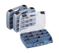 Relaxdays clasificadora 3 Piezas, Caja de Herramientas Cerrada, HBT 6x32x26 cm, Gris-Negro