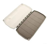 Caja compacta de pesca con mosca con cubierta transparente, función de succión y espuma para almacenamiento organizado de cebo pequeño y cómoda recuperación de cebo (grande)
