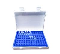 Caja con 96 orificios para transportar tubos de PCR, soporte para microtubos de 0,2 ml, disposición de 8 x 12 (azul)