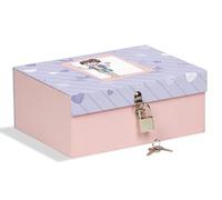 Caja con candado de 18,5 x 14 x 7,5 cm, ideal para guardar secretos, joyas y figuras, lila