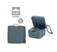 Caja con correa para chupete BIBS. Broche para chupete y caja esterilizadora. Material de calidad alimentaria libre de BPA 100 %. Hecho en Dinamarca. Petrol