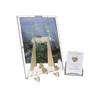 Caja con de corazón para invitados de boda, alternativa para libro de visitas de graduación, marco de boda, marco romántico para libro de invitados de boda, marco con soporte para bodas solemnes