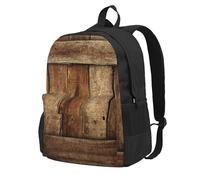 Caja con tablones de madera viejos y textura de madera desgastada,Mochila con bolsillos, mochila informal para el día a día, resistente al agua, ideal para la escuela, viajes